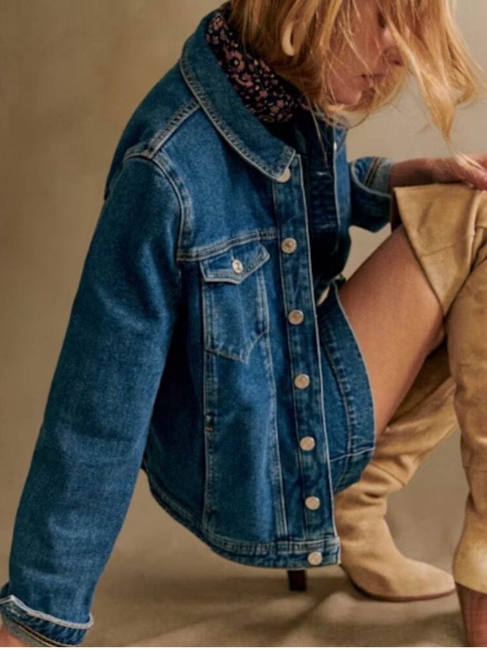 NWT Sezane Wilfrield Jacket Denim Long Sleeves Organic Cotton Size XXS
